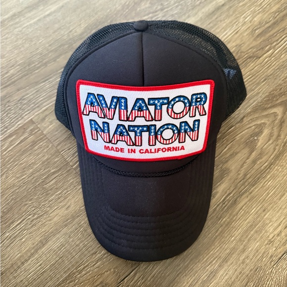 Aviator Nation Black Cap with Red and Blue Patch - Picture 1 of 4
